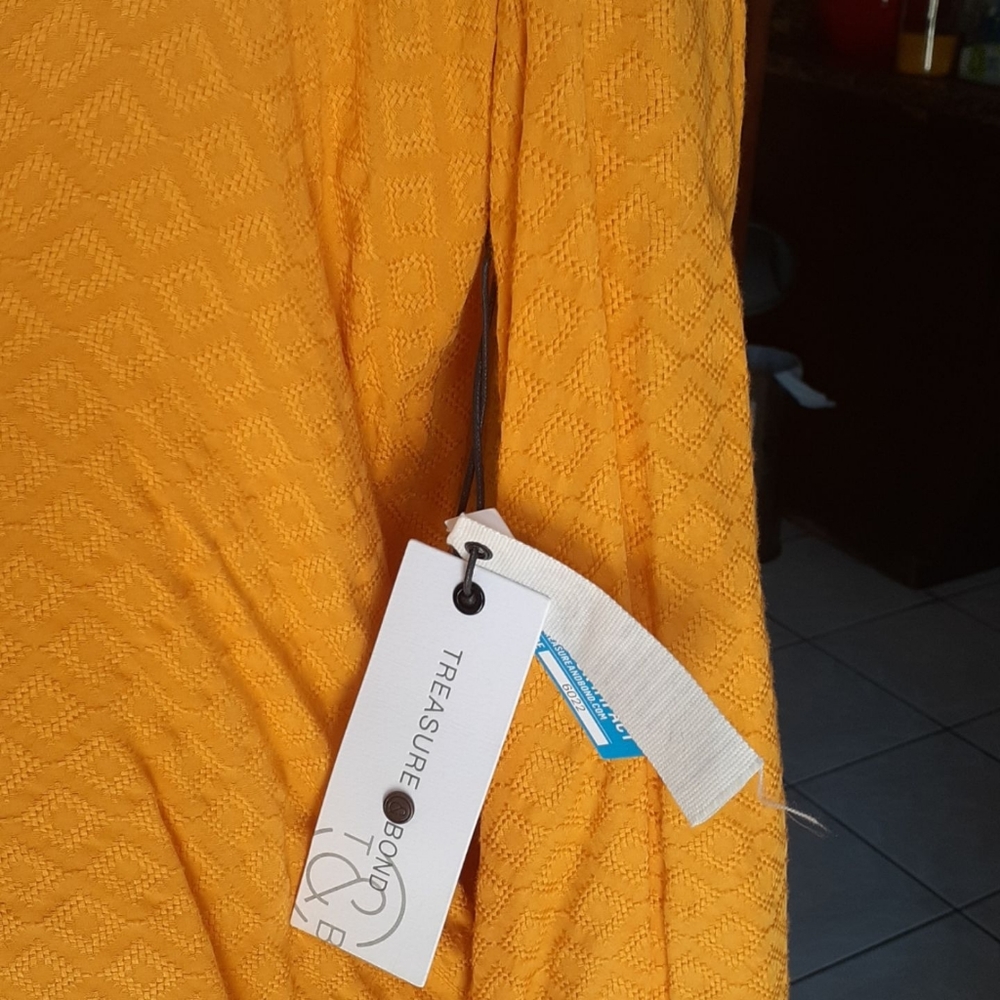 WOMEN'S TREASURE & BOND YELLOW shortSLEEVE BLOUSE